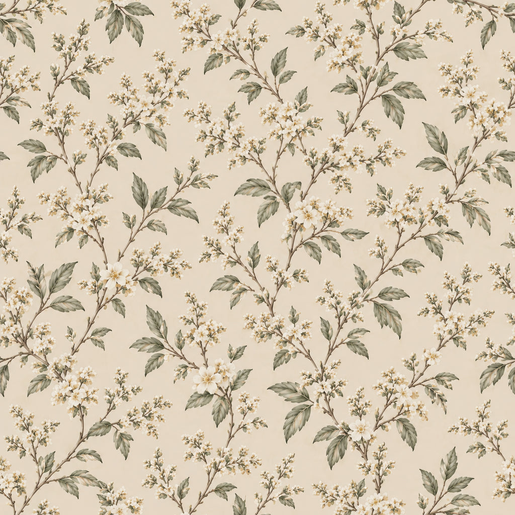 Ivory Blossom Vine Wallpaper