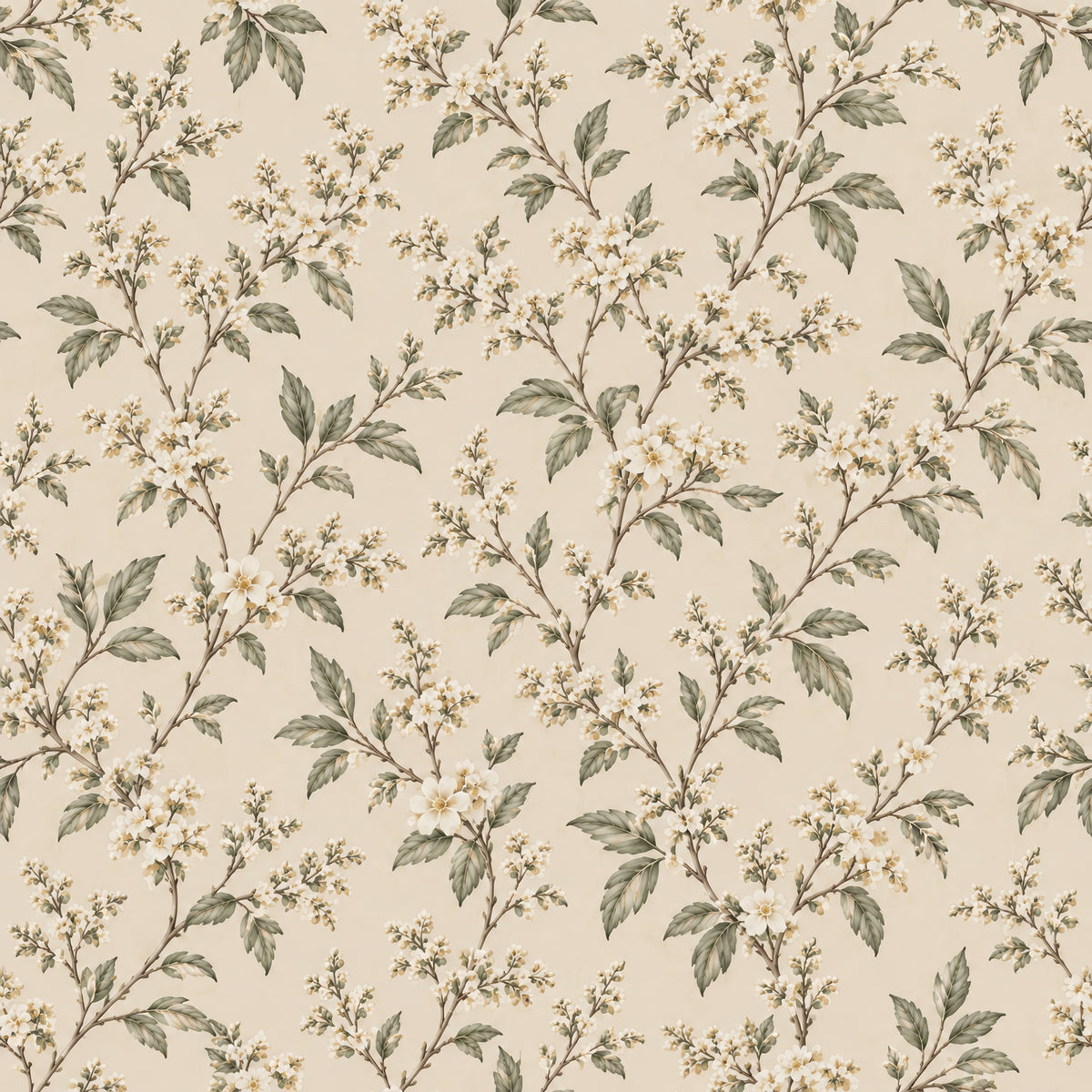 Ivory Blossom Vine Wallpaper