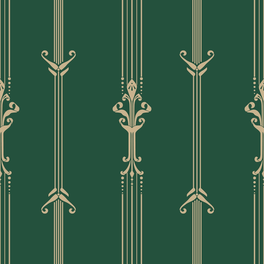 Emerald Art Nouveau Wallpaper