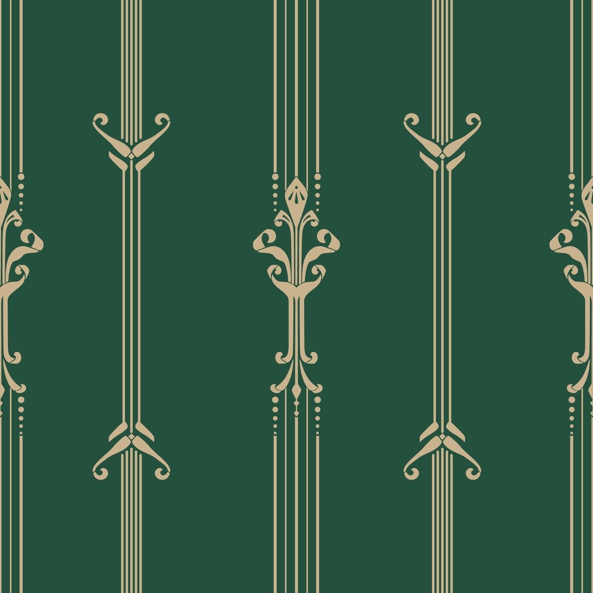 Emerald Art Nouveau Wallpaper