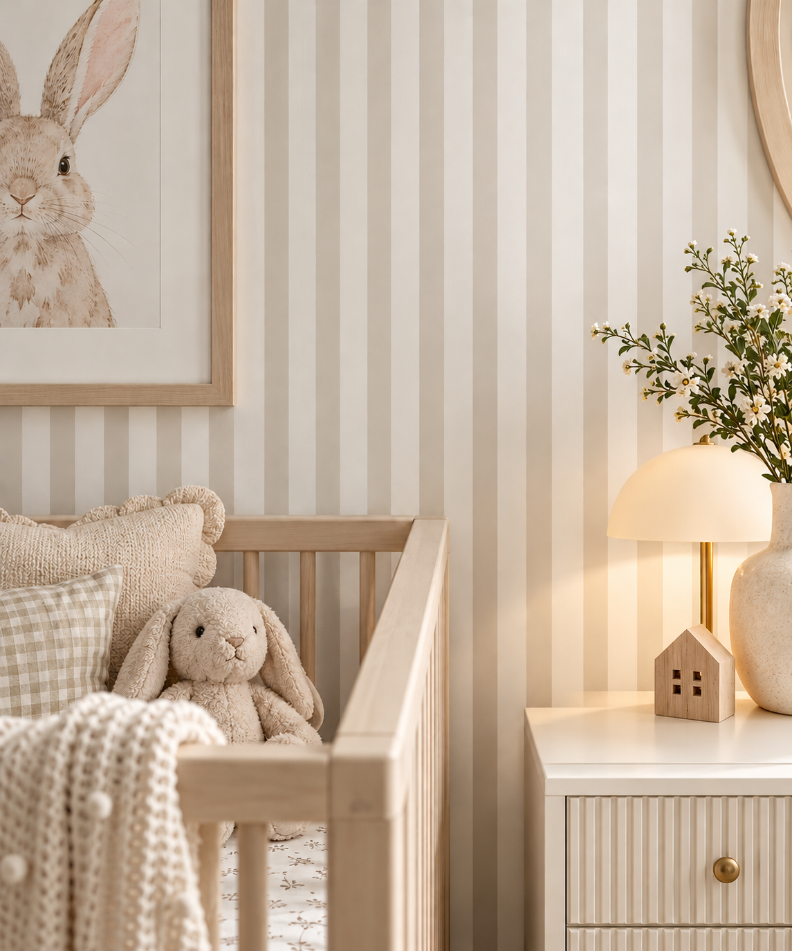 Classic White/Beige Stripe Wallpaper