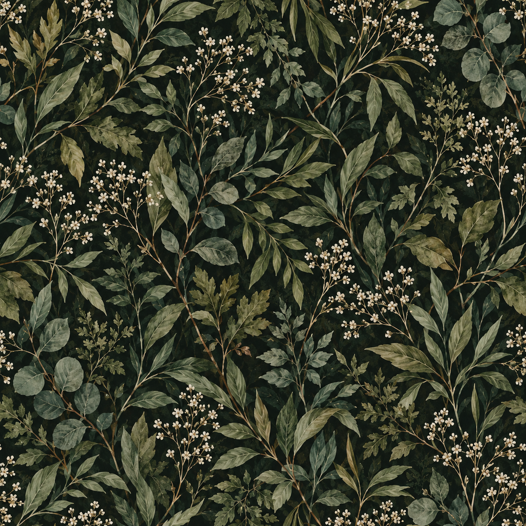 Dark Leafy Botanical Wallpaper