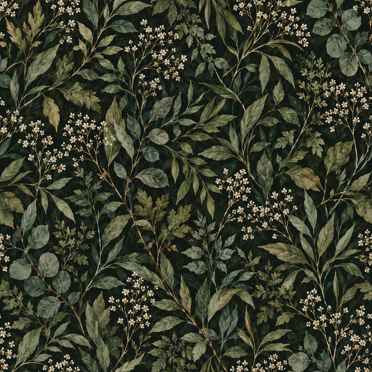 Dark Leafy Botanical Wallpaper