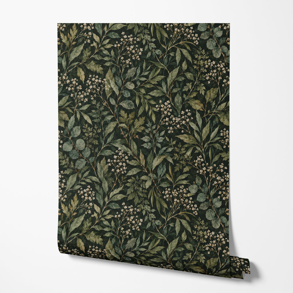 Dark Leafy Botanical Wallpaper