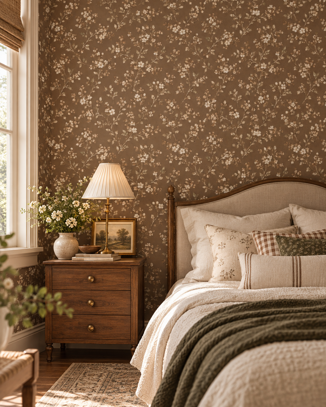 Vintage Brown Floral Wallpaper