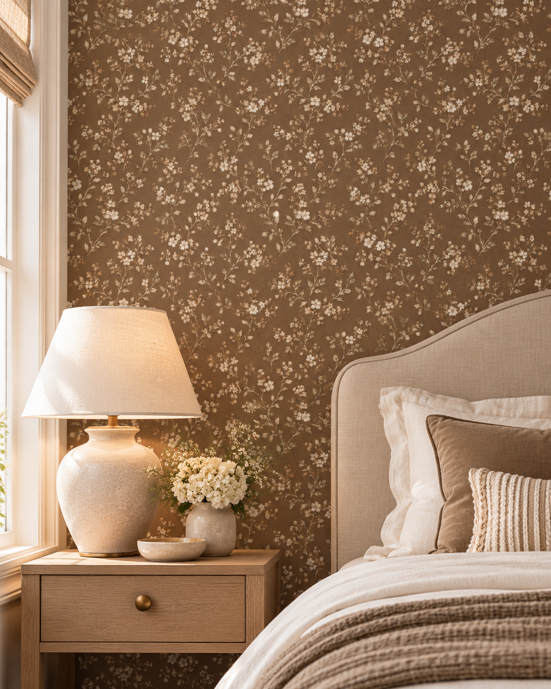 Vintage Brown Floral Wallpaper