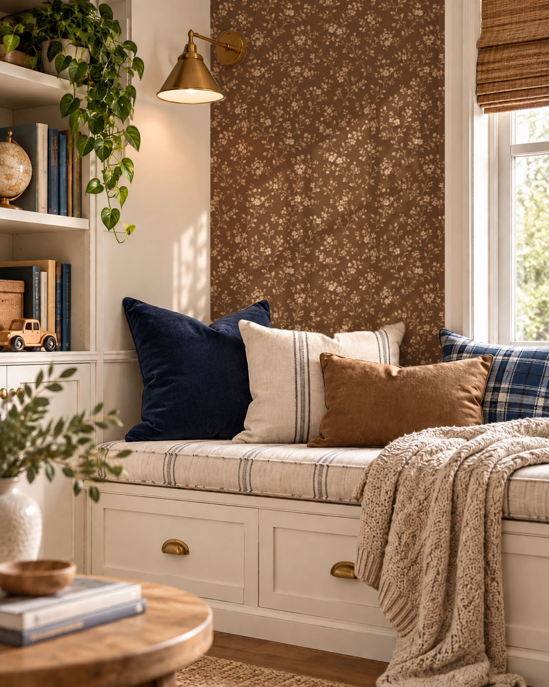 Vintage Brown Floral Wallpaper