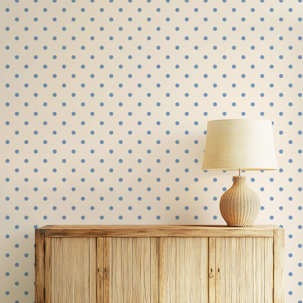 blue polka dots wallpaper, premium peel & stick, 2x6 feet 24 inchesx 72 inches, home decor