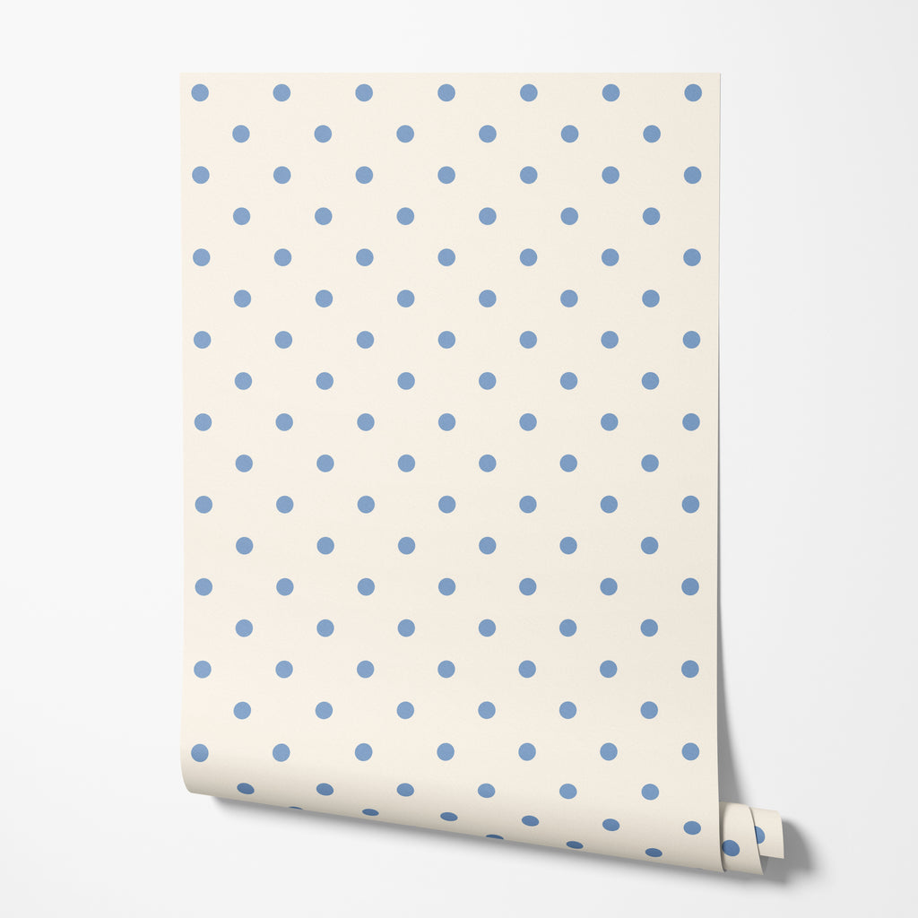 blue polka dots wallpaper, premium peel & stick, 2x4 feet 24 inches x 48 inches, home decor