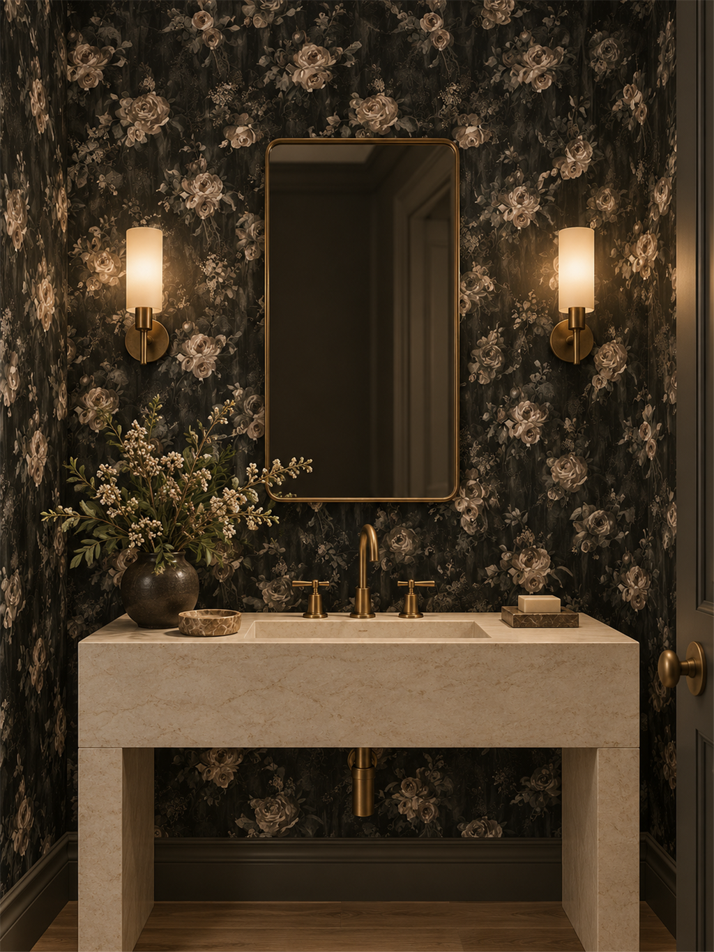 Moody Vintage Floral peel and stick wallpaper