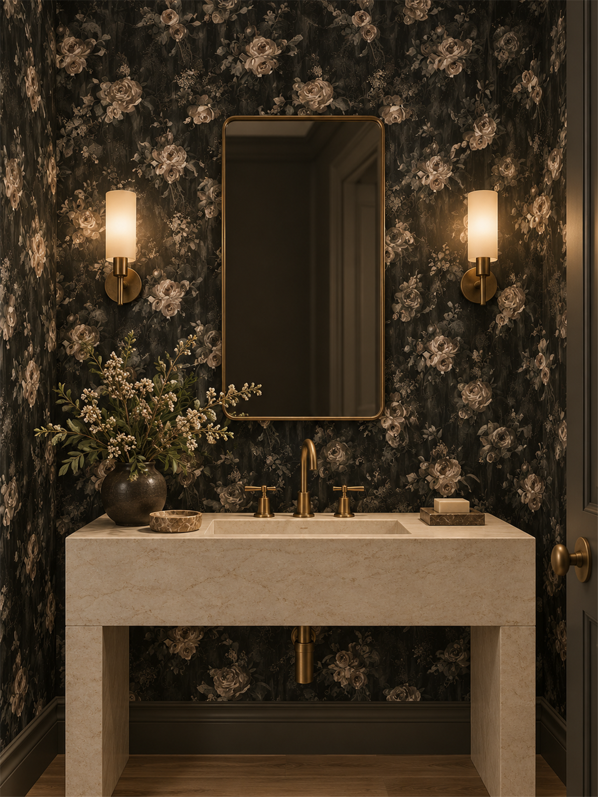Moody Vintage Floral peel and stick wallpaper