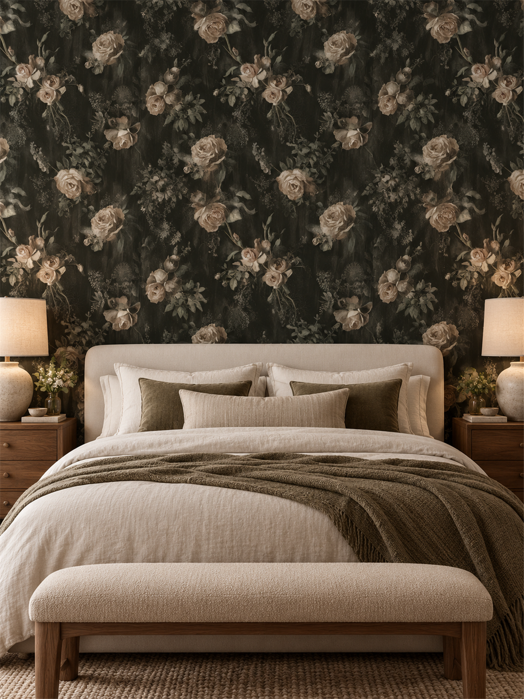 Moody Vintage Floral peel and stick wallpaper