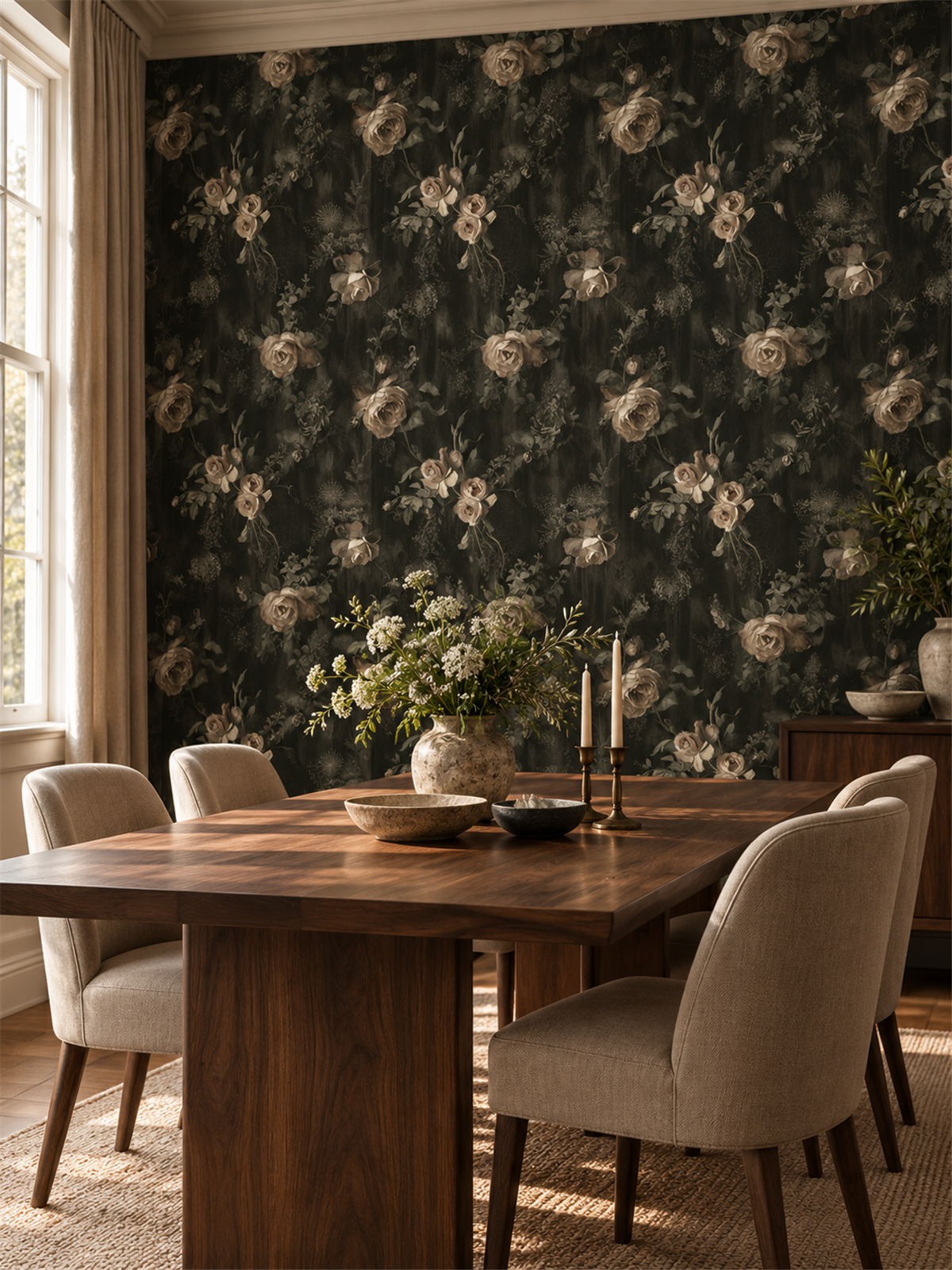 Moody Vintage Floral peel and stick wallpaper