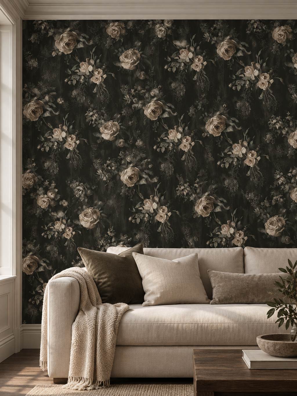 Moody Vintage Floral peel and stick wallpaper