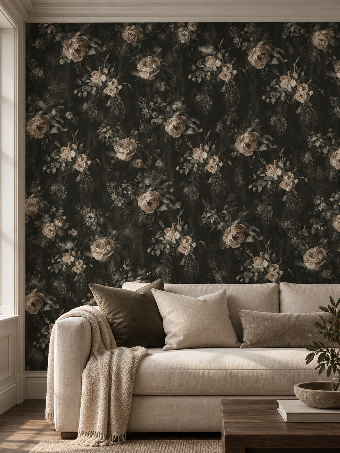 Moody Vintage Floral peel and stick wallpaper