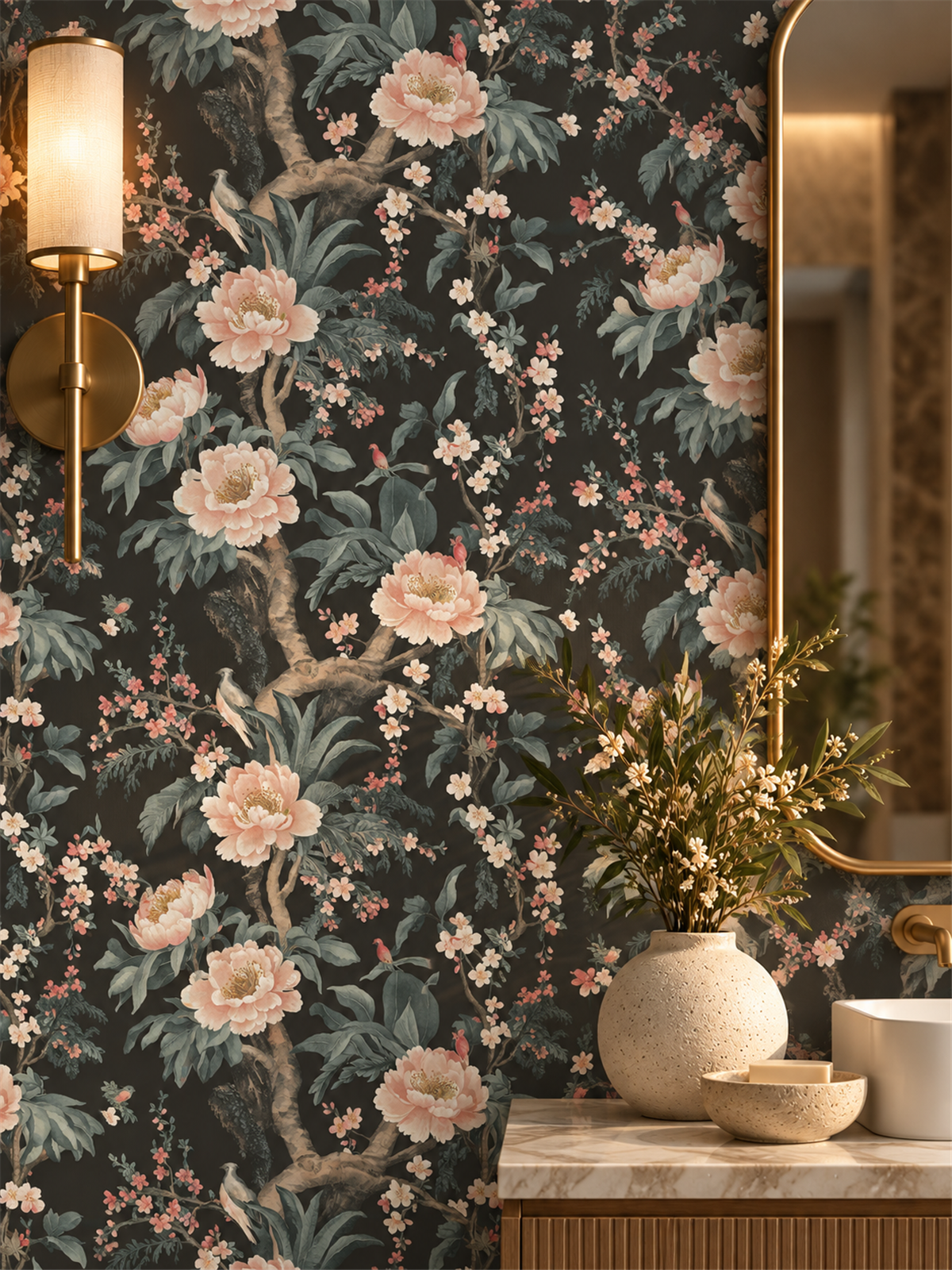 Chinoiserie Blossom peel and stick wallpaper