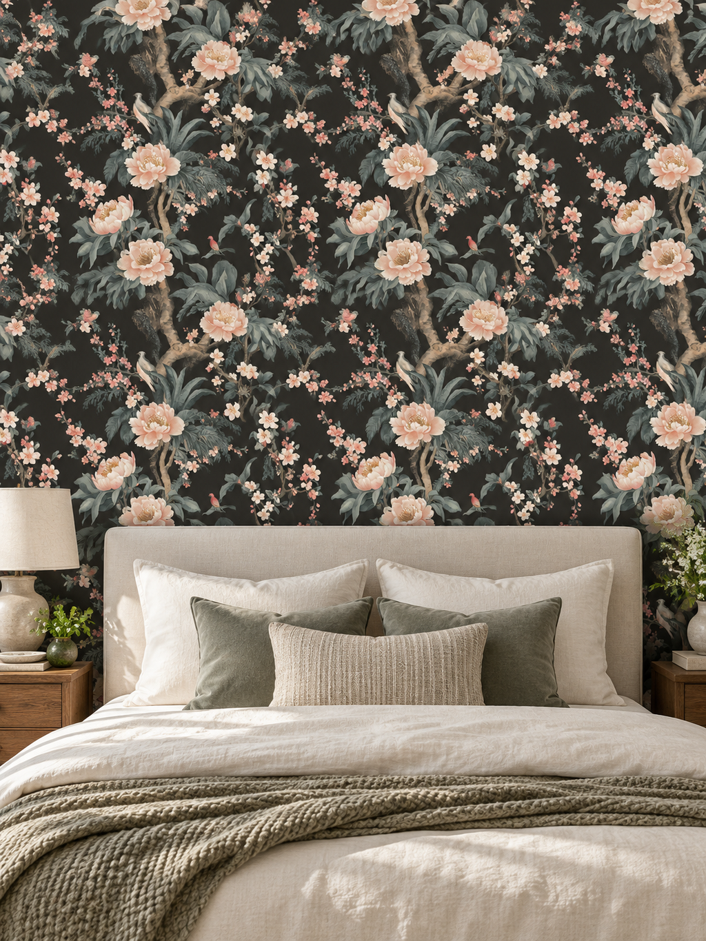 Chinoiserie Blossom peel and stick wallpaper