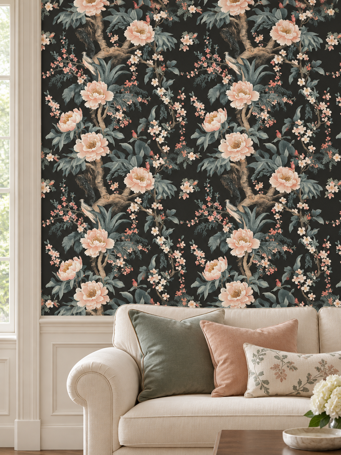 Chinoiserie Blossom peel and stick wallpaper