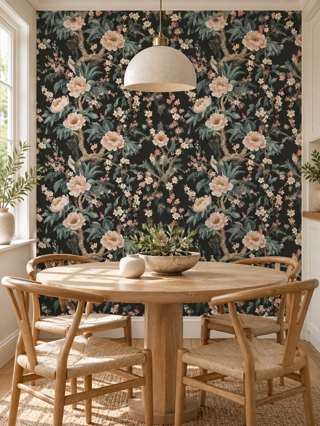 Chinoiserie Blossom peel and stick wallpaper