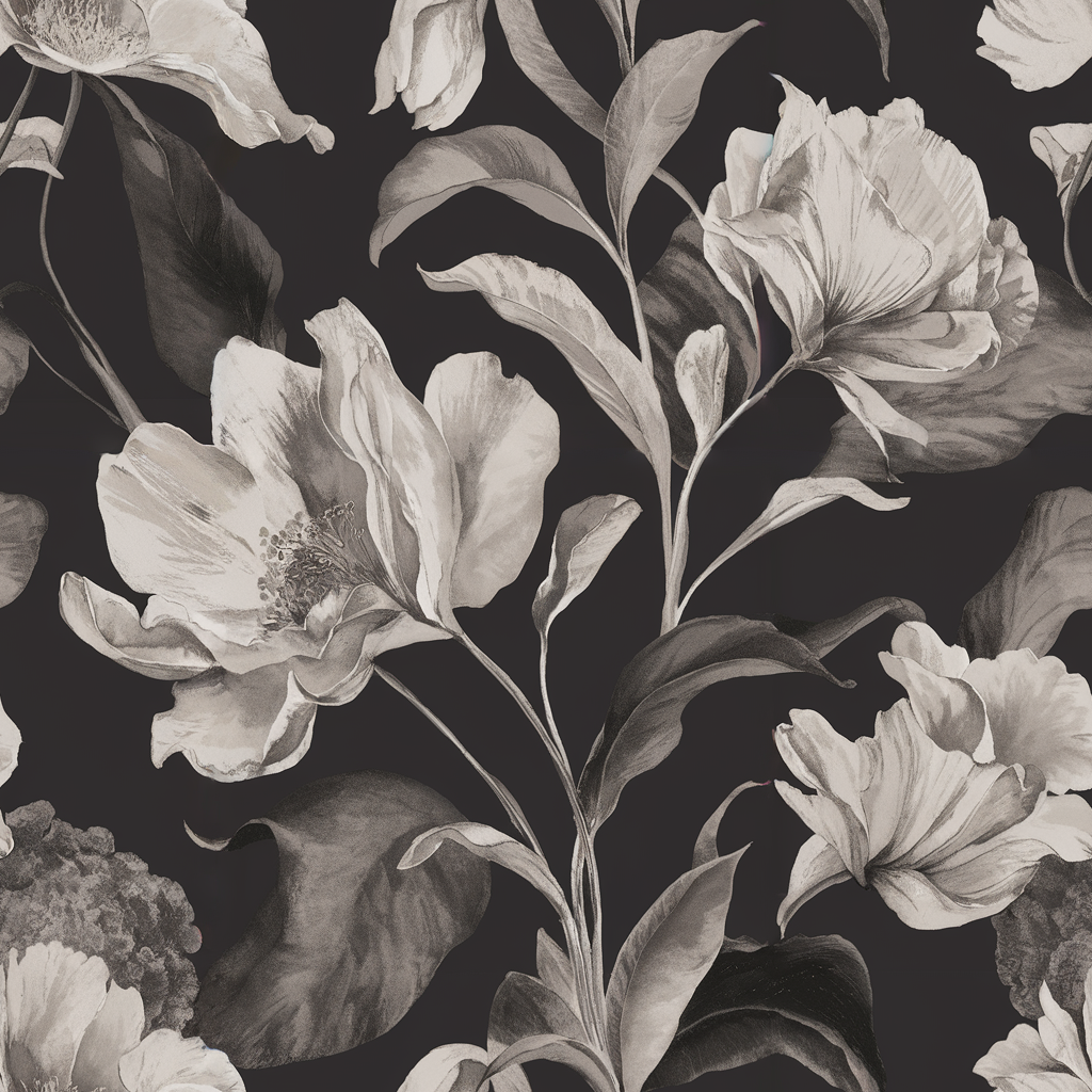 Monochrome Botanical peel and stick wallpaper