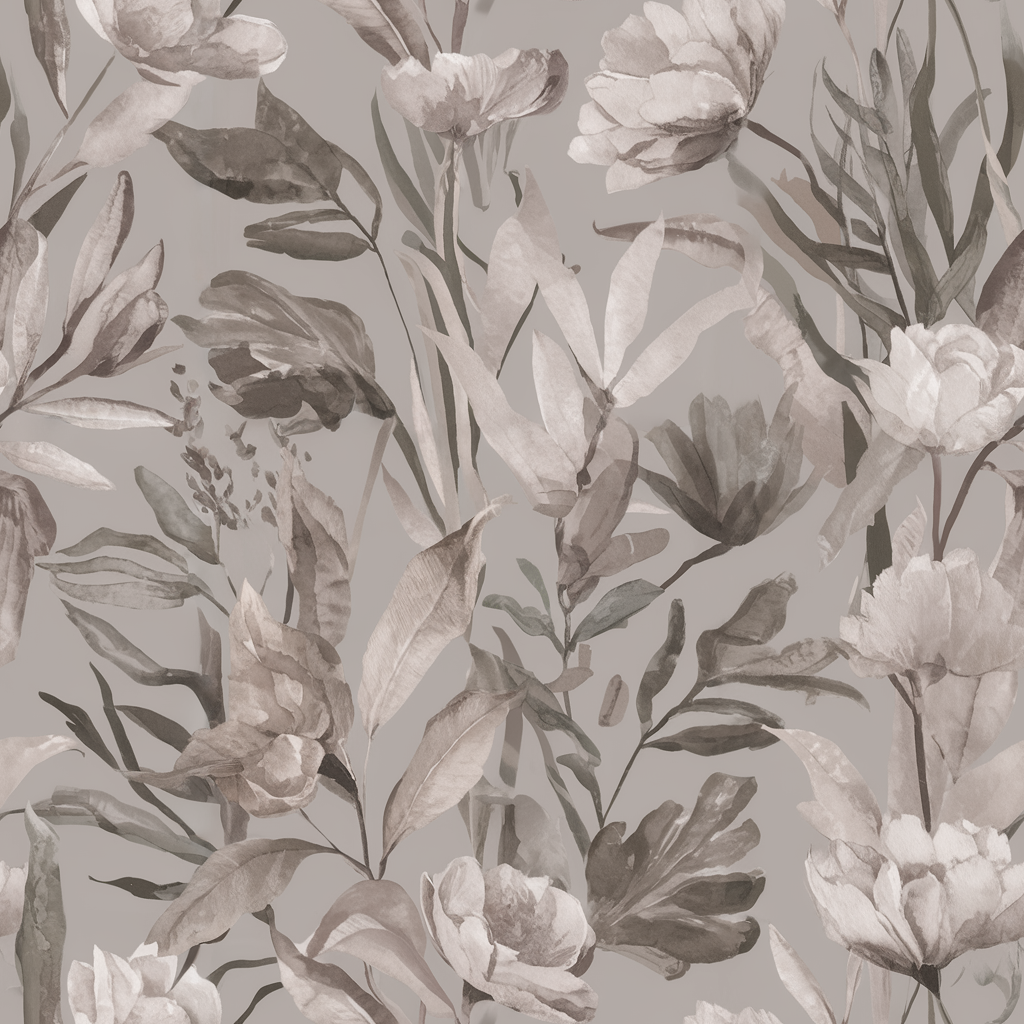 Soft Greige Botanical peel and stick wallpaper