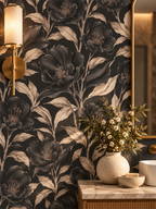 Dark Botanical peel and stick wallpaper