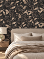 Dark Botanical peel and stick wallpaper