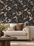 Dark Botanical peel and stick wallpaper