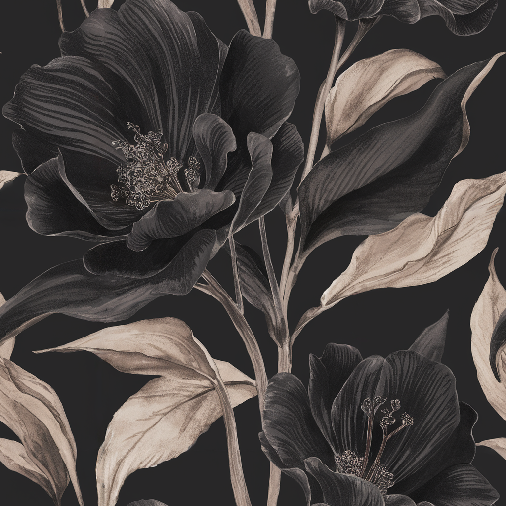 Dark Botanical peel and stick wallpaper