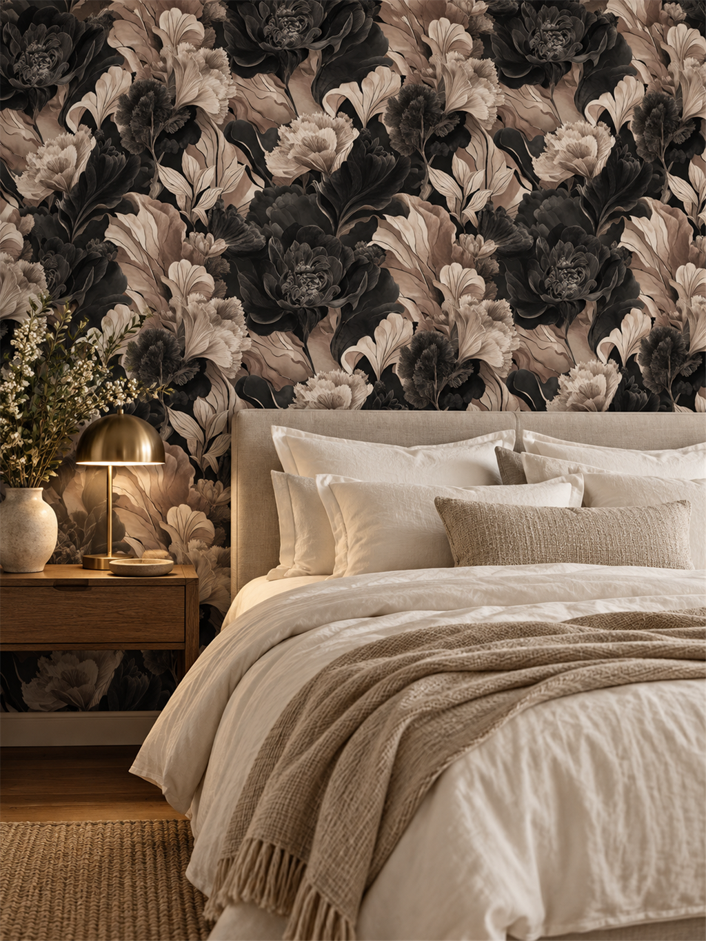 Dark Floral peel and stick wallpaper