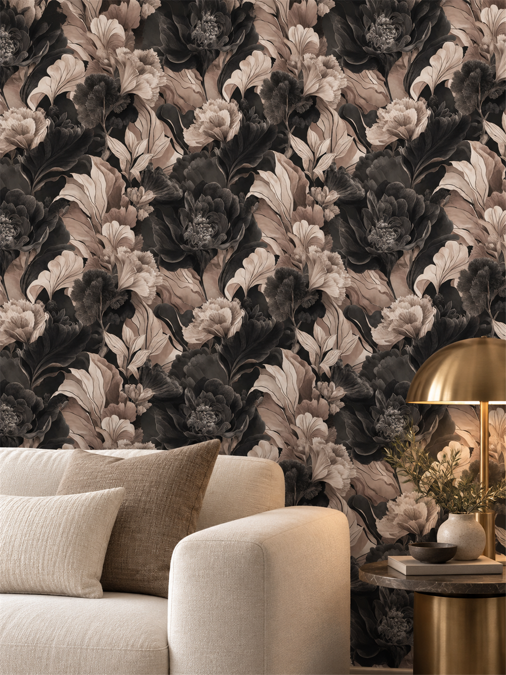 Dark Floral peel and stick wallpaper