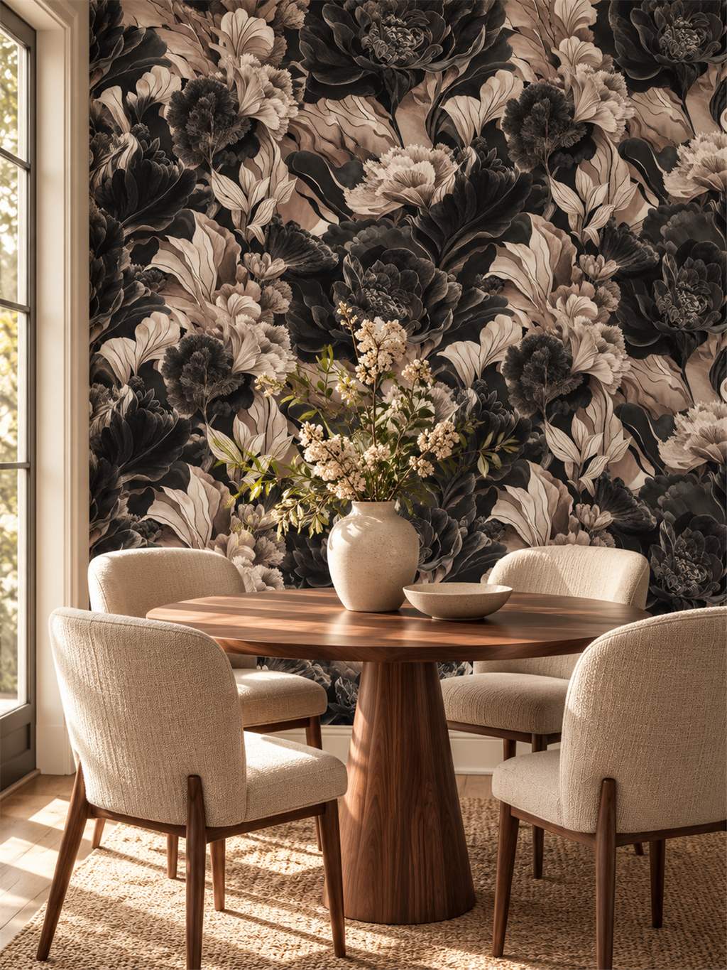 Dark Floral peel and stick wallpaper