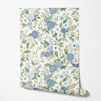 Blue Watercolor Floral peel and stick wallpaper