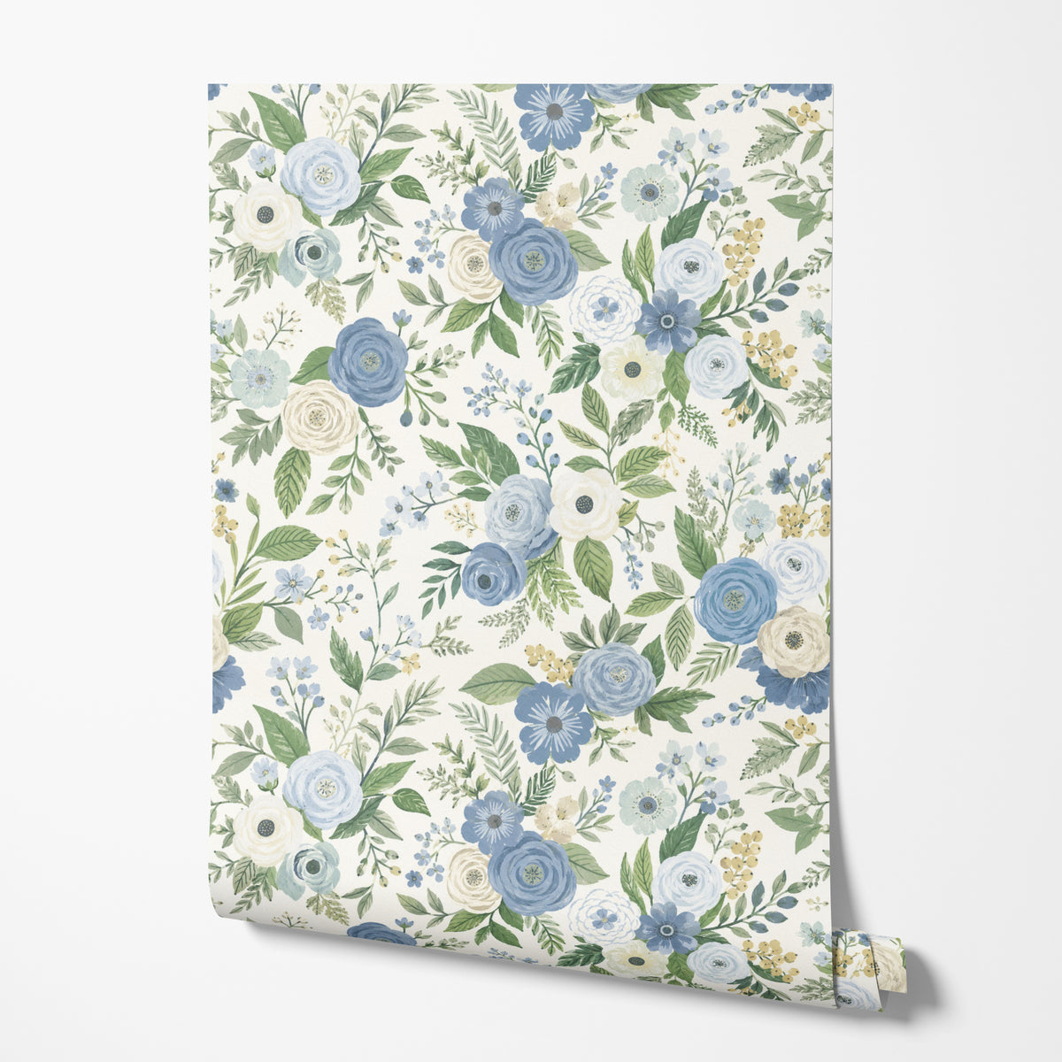 Blue Watercolor Floral peel and stick wallpaper