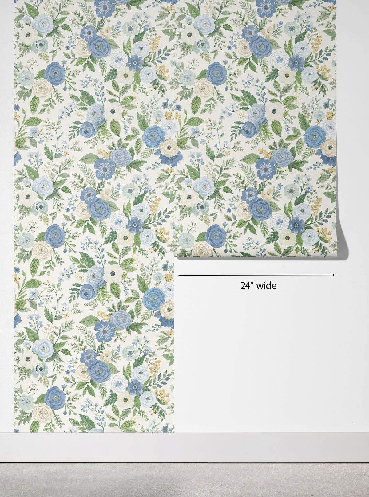 Blue Watercolor Floral peel and stick wallpaper