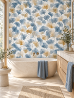 Blue Ginkgo Leaves peel and stick wallpaper