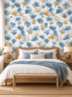 Blue Ginkgo Leaves peel and stick wallpaper