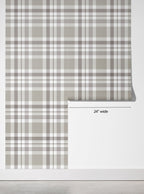 Taupe Buffalo Check peel and stick wallpaper