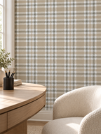 Taupe Gray Plaid peel and stick wallpaper