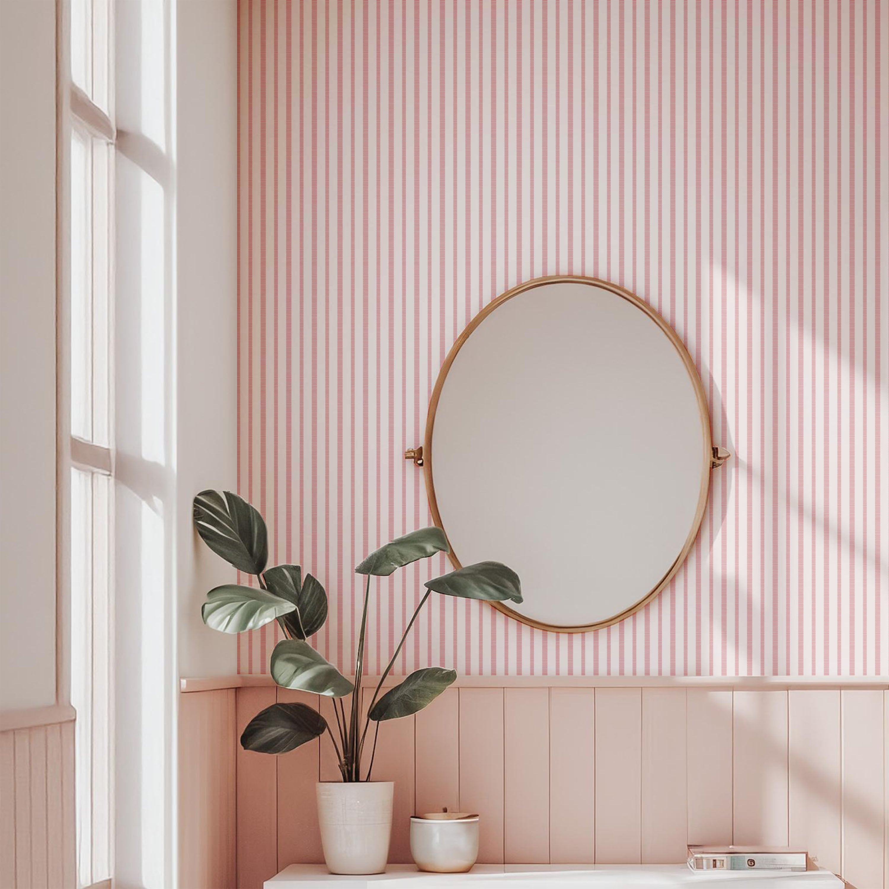 Pink Dash Stripe Wallpaper