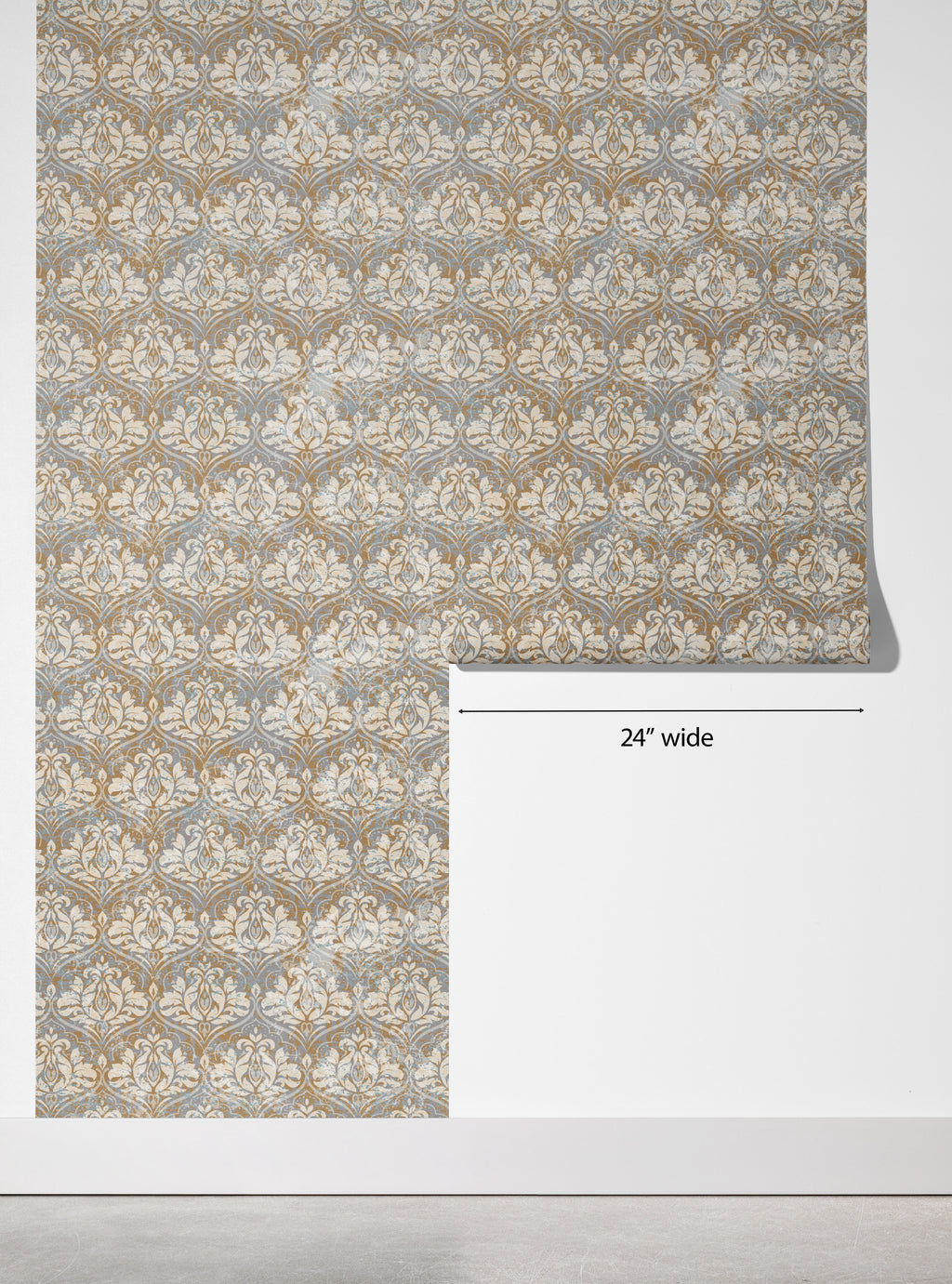 Taupe Damask peel and stick wallpaper