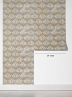 Taupe Damask peel and stick wallpaper