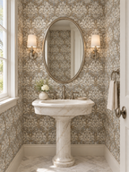 Taupe Damask peel and stick wallpaper