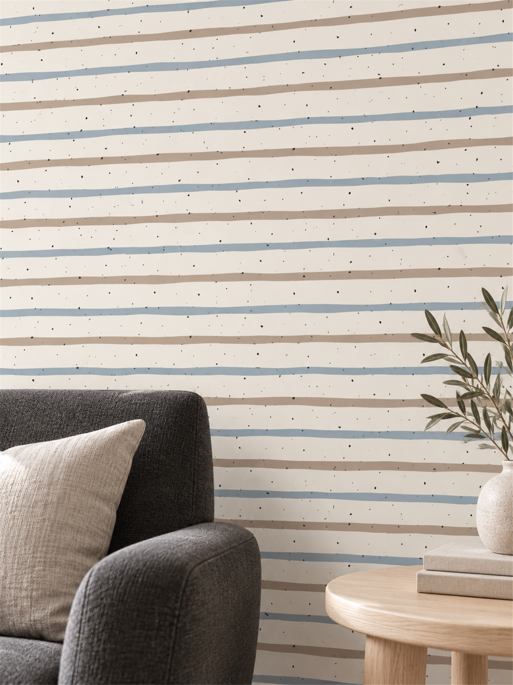 Speckled Coastal Stripe peel and stick wallpaper