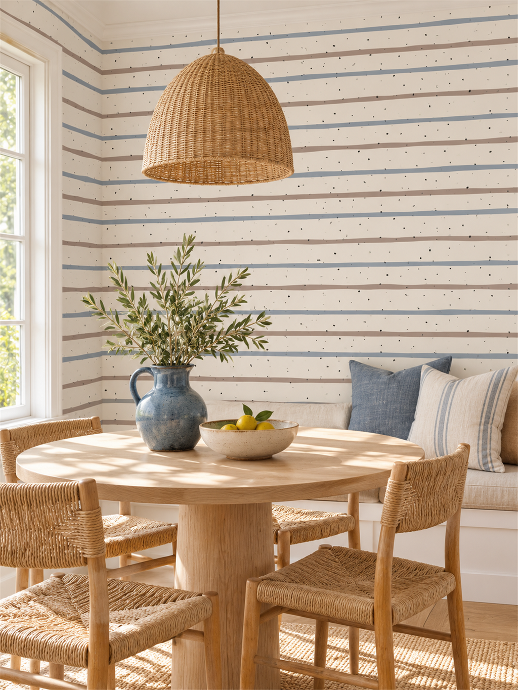 Speckled Coastal Stripe peel and stick wallpaper