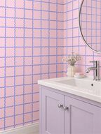 Pink Wavy Grid peel and stick wallpaper