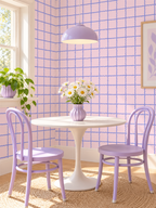 Pink Wavy Grid peel and stick wallpaper