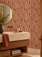 Rust Zebra Stripe peel and stick wallpaper