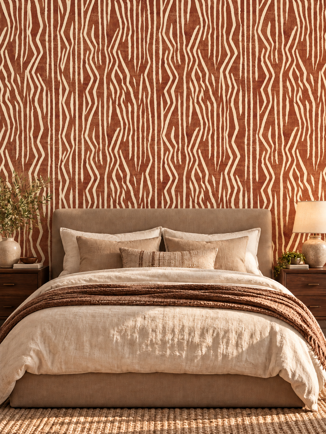 Rust Zebra Stripe peel and stick wallpaper