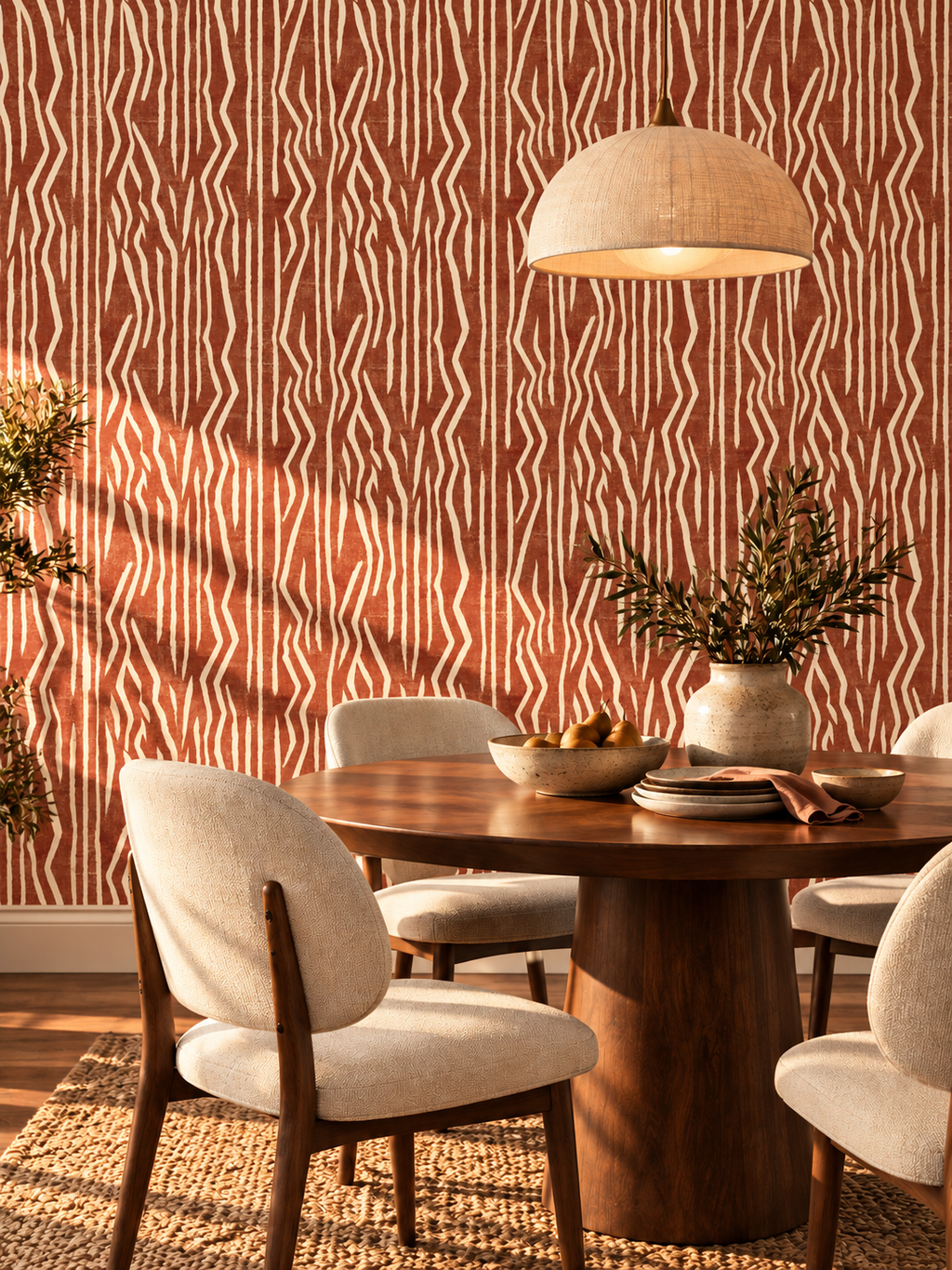Rust Zebra Stripe peel and stick wallpaper